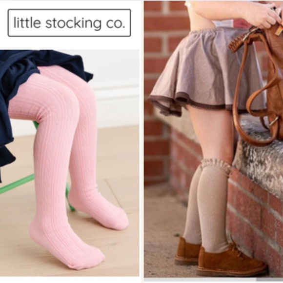 Other - Little Stocking Co. Lace Top Knee High Socks & Knit Footed TightS Bundle Set
